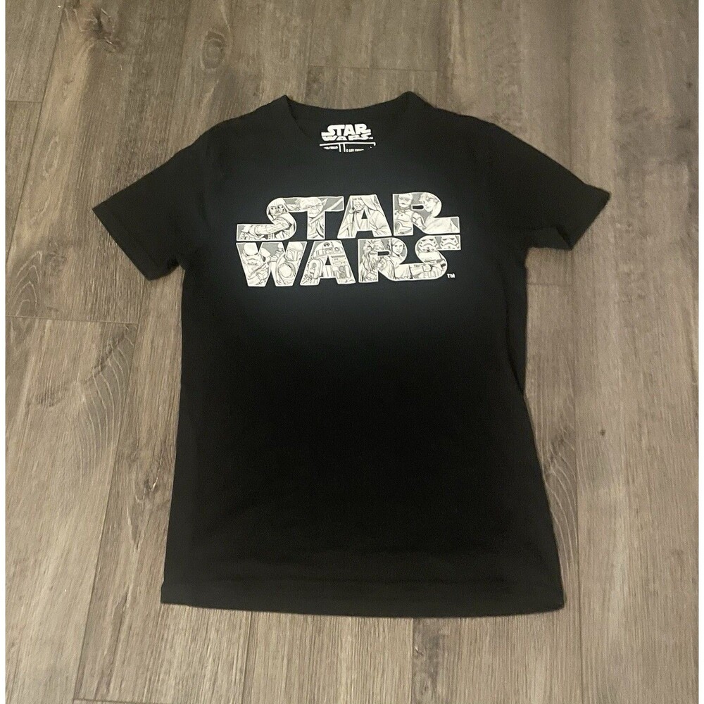 Star Wars Men Graphic Logo Short Sleeve T-Shirt Black Size Adult Small